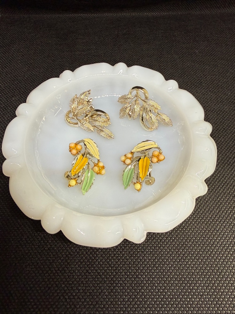 Coro Earrings Clip On Two Pairs Gold Tone Vintage Signed Estate Jewelry
